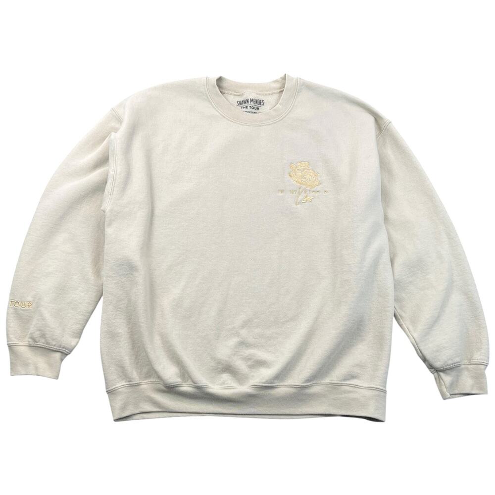 Shawn Mendes The Tour 2019 In My Blood Rose Crewneck Sweatshirt L Concert Merch